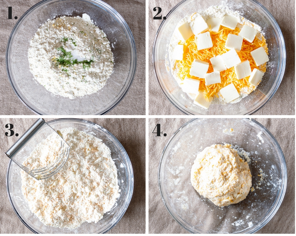 collage of instructions to make pie dough