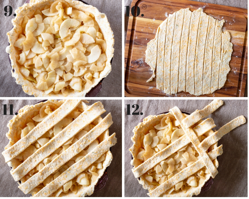 photo collage showing how to make lattice crust
