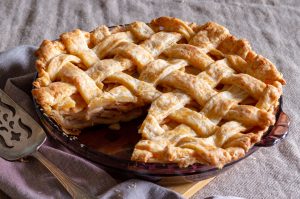 apple pie with a piece cut out
