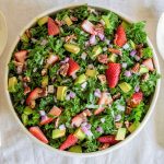 Kale Salad with Strawberry Balsamic Dressing.