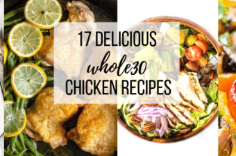 Four different chicken dishes with text overlay.